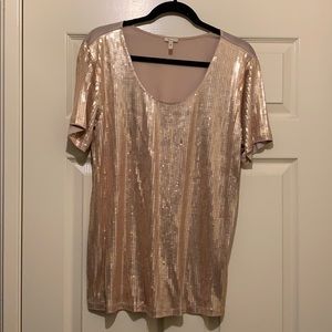 Flounce TBD Light Gold Sequin Shirt Top